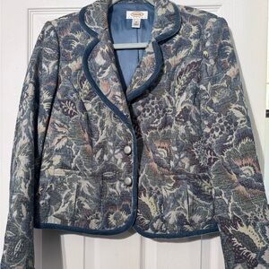 Talbots Blue Velvet Floral Blazer 12P